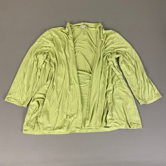 Studio Works Cardigan Sweater Women's XL Green Open Front 3/4 Sleeve Casual Top - Picture 1 of 11